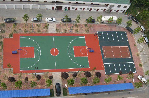 绥芬河篮球场划线施工