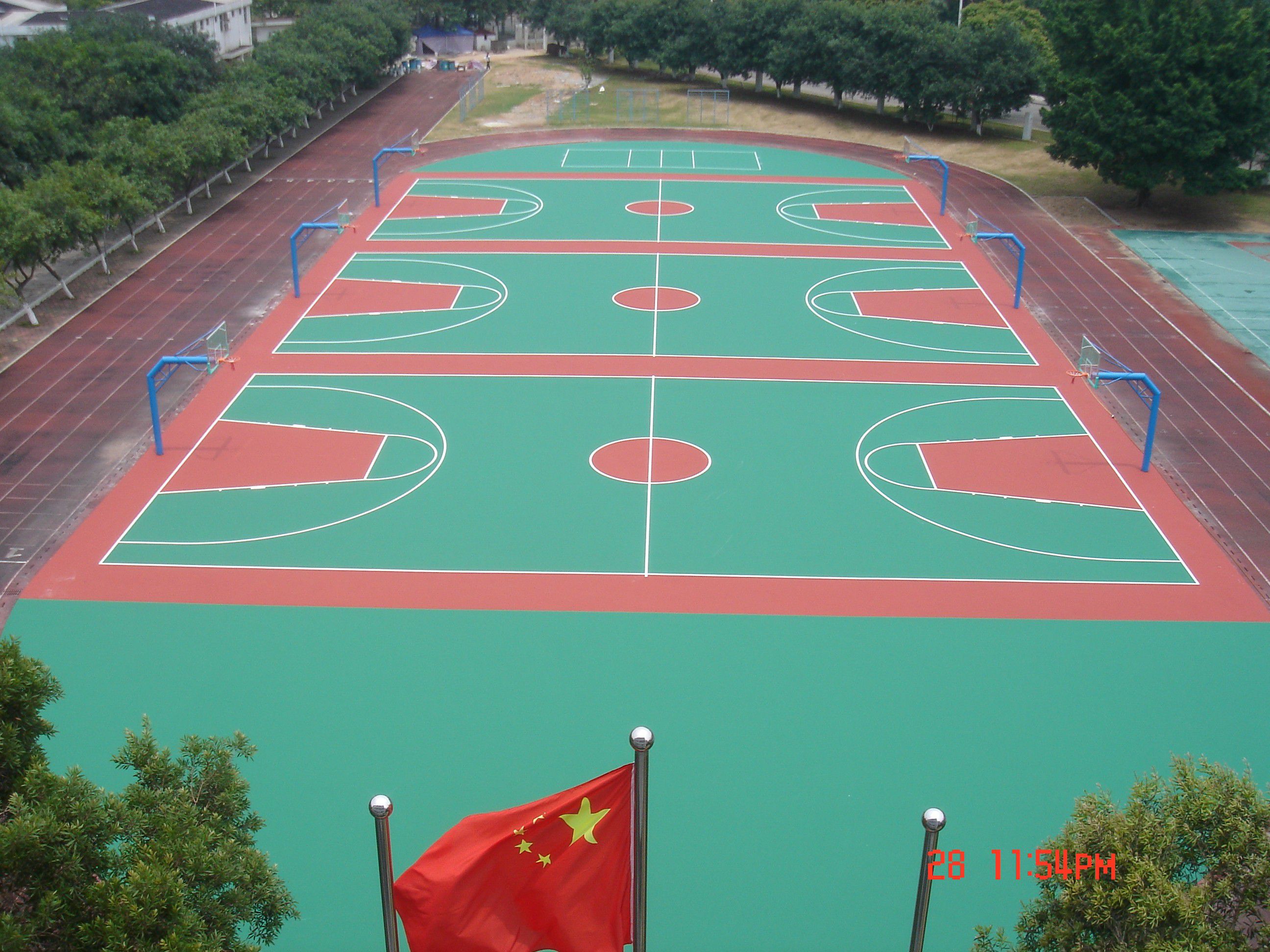 丽江篮球场划线施工